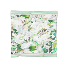 Load image into Gallery viewer, Green Leaf and White Flower Butterfly Scarf, Scarf