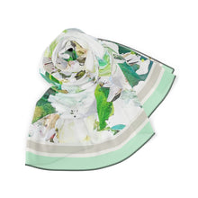 Load image into Gallery viewer, Green Leaf and White Flower Butterfly Scarf, Scarf