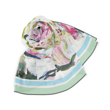 Load image into Gallery viewer, Blue and Pink Abstract Flower Butterfly Scarf
