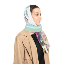 Load image into Gallery viewer, Blue and Pink Abstract Flower Butterfly Scarf
