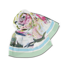 Load image into Gallery viewer, Blue and Pink Abstract Flower Butterfly Scarf
