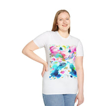 Load image into Gallery viewer, Abstract Watercolor Splash T-Shirt | Pink Blue Green Ink Art
