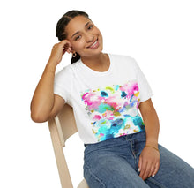 Load image into Gallery viewer, Abstract Watercolor Splash T-Shirt | Pink Blue Green Ink Art
